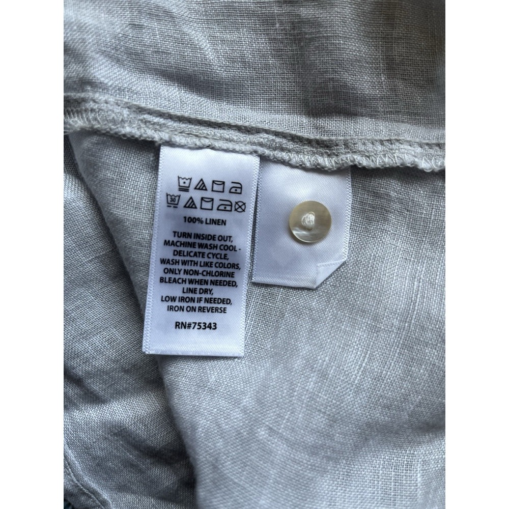 NWT TAHARI Sz XL Top 100% Linen Gray Button Up Shirt Blouse Minimalist Lagenlook - Picture 8 of 9